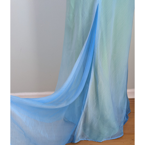 Vintage Cache Prom Dress Maxi Gown 6 Blue Green Y2K Fairy Mermaid Ombre Halter - Picture 9 of 13
